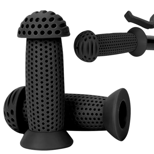 Proberos® Bike Handle Grips, 3.9 inches Soft Silicone Grip, Porous Silicone Anti-Slip Grip Universal Children's Bicycle Grips for Scooter, Tricycle, Children's Balance Bike (Black) - Image 1