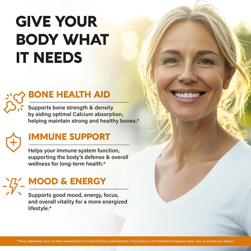 NUTRAHARMONY Vitamin D3 K2 USDA Organic Drops  Vitamin D3 10000 IU  K2 as MK7 120mcg  Immune  Mood Support Bone  Teeth Health  SugarFree Orange Flavor  Liquid Supplement  Made in USA  2 FL OZ 60 Days - Image 3