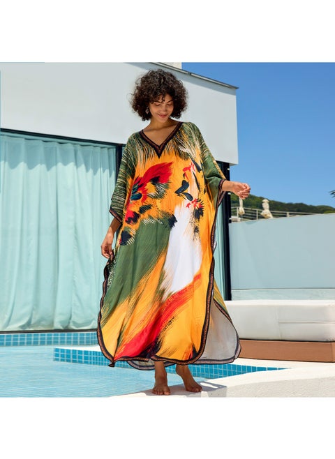 Beach Blouse Cotton Positioning Print Holiday Robe Cross Border (5 Colors) F1135 F-Color:F1135-1 African Abstraction-