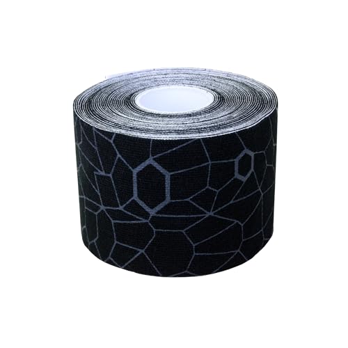 TheraBand شريط كينيسيو من ثيراباند، أسود/رمادي، 1 لفة، مع مؤشرات إكستراستريتش، شريط رياضي طويل الأمد للكتف والركبة، شريط رياضي خالي من اللاتكس، مقاوم للماء، قابل للقص حسب الطول - Image 1