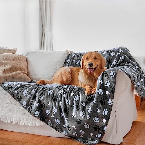 AIWEK Waterproof Pet Blanket Dog Blankets, Pattern Printing Super Soft Warm Fluffy Facecloth Sofa Car Bed Protector, Urine Proof Washable Pet Blanket for Puppy Large Dogs & Cats(Dog paw130cm*153cm) - Image 1