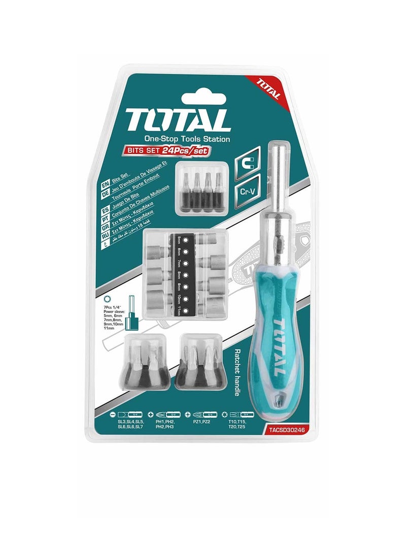 TOTAL 24 Pcs ratchet screwdriver set
