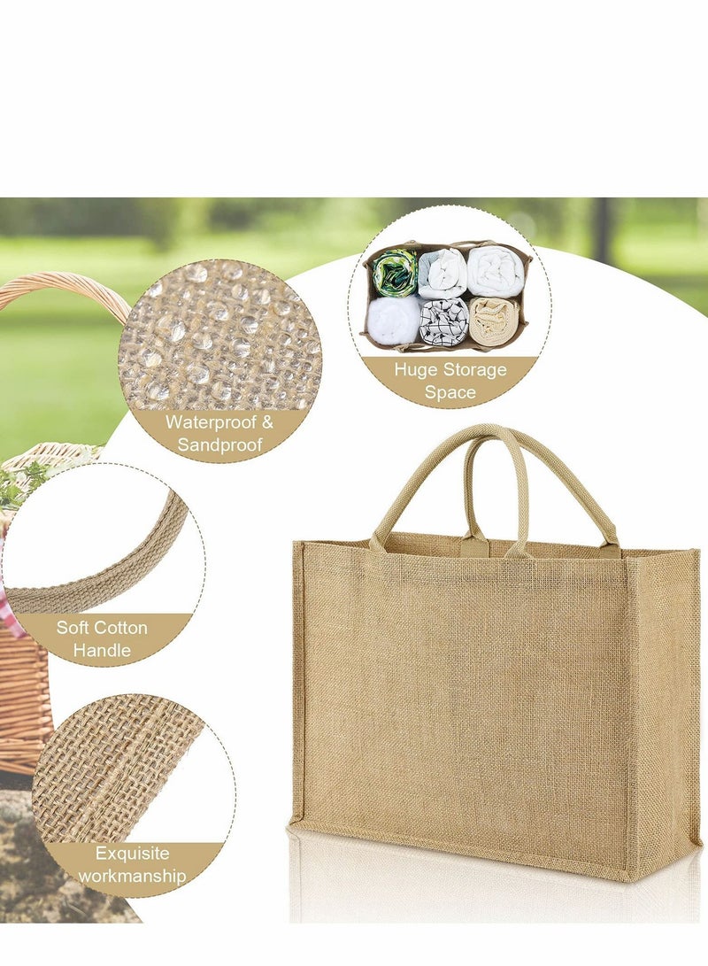 Y&D Tote Bags  Burlap Jute Reusable Canvas Gift Favors Bag with handles Blank Totes Bulk for Bridesmaid Wedding Women Market Grocery Shopping Bachelorette Party Beach Trip DIY  - Image 2