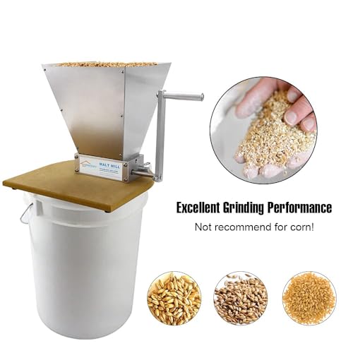 FERRODAY Malted Grain Mill - 2 Roller Stainless Steel Crusher, Heavy Duty Homebrew Grain Grinder, Adjustable Barley Crusher, Low Speed Drill Available, Manual Mill - Image 5