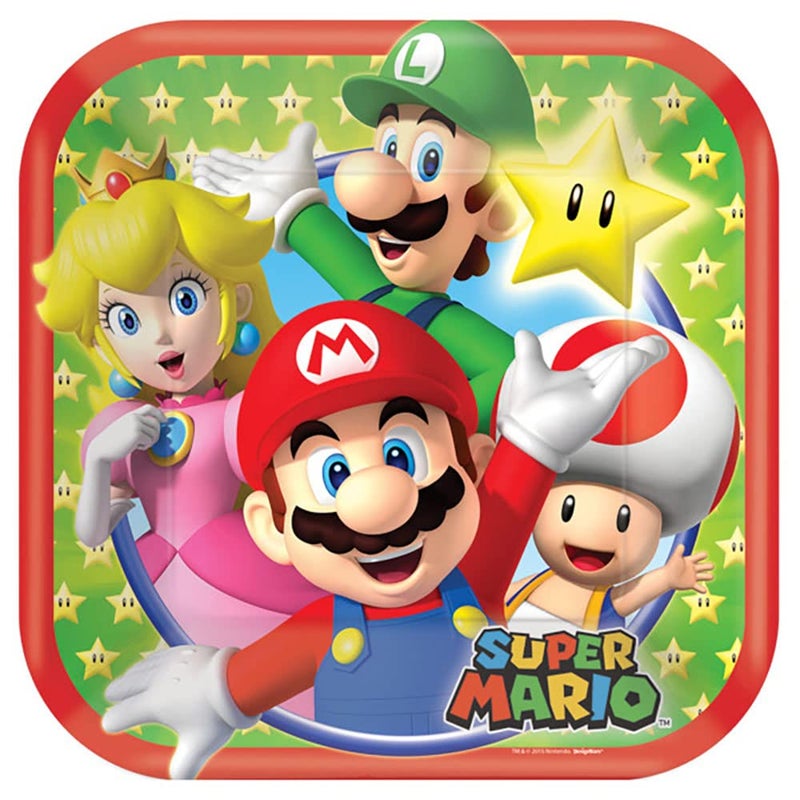 Amscan Super Mario Brothers Square Plates 7 8Pack Colorful AllCharacter Designed Party Plates Perfect for Fun Themed Parties Events