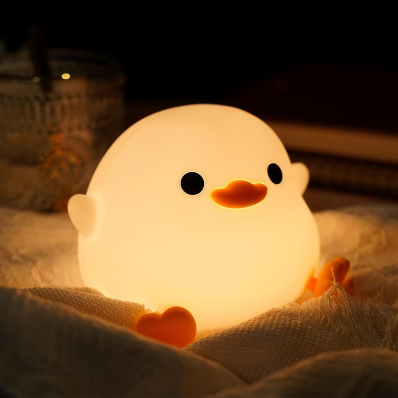 Amaredom DoDo Duck Night Light Cute Duck Lamp Silicone Dimmable Nursery Nightlight Rechargeable LED Bedside Lamp with 20 Minutes Timer  Tap Control Baby Girls Women Bedrooms Living Room - Image 1