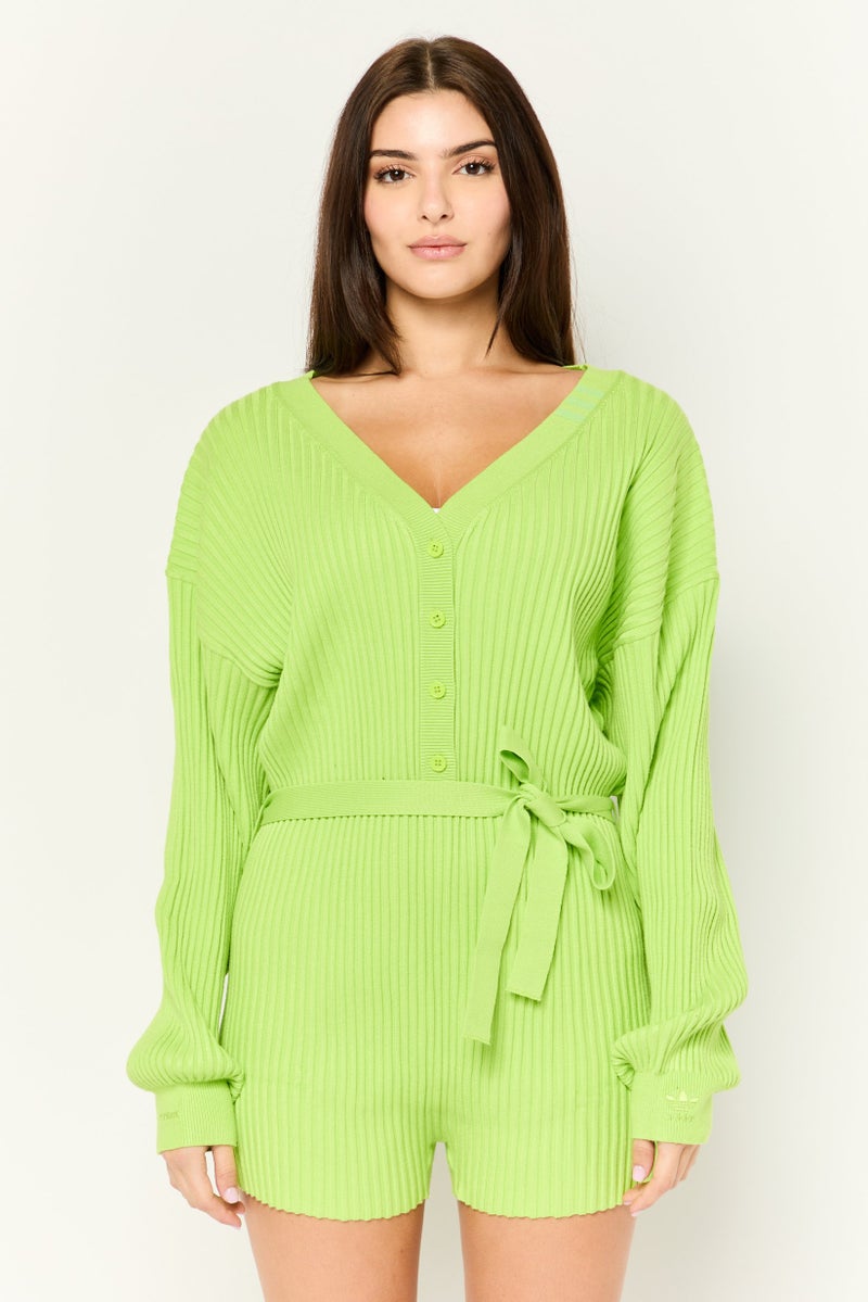 Adidas Women Sportswear Fit Long Sleeves Outdoor Playsuits, Green  - Image 1