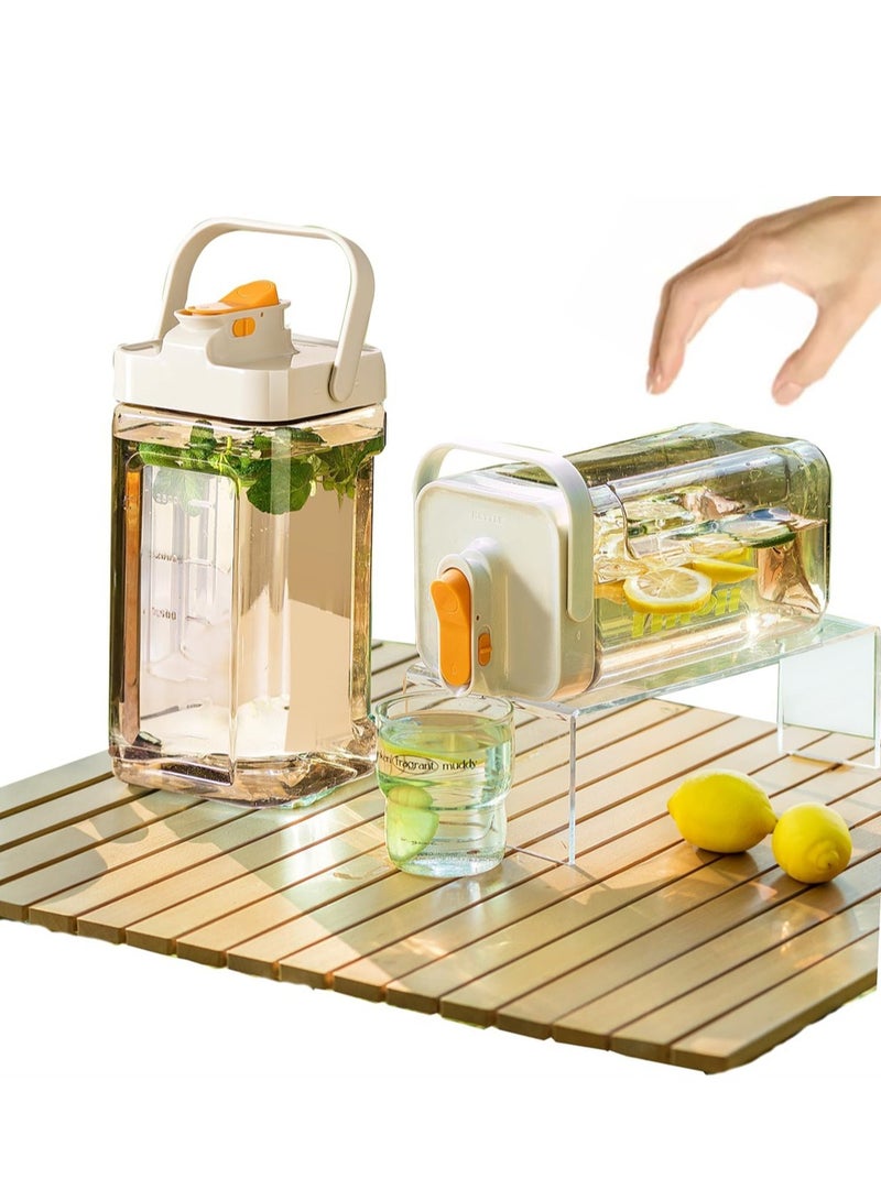 KASTWAVE Plastic Drink Dispenser With Spigots, Leakproof Fridge Drink Container, Large Capacity Beverage Dispenser, Refrigerator Water Bottle with Lid Handle, Cold Kettle Tea Milk Lemonade Container - Image 1