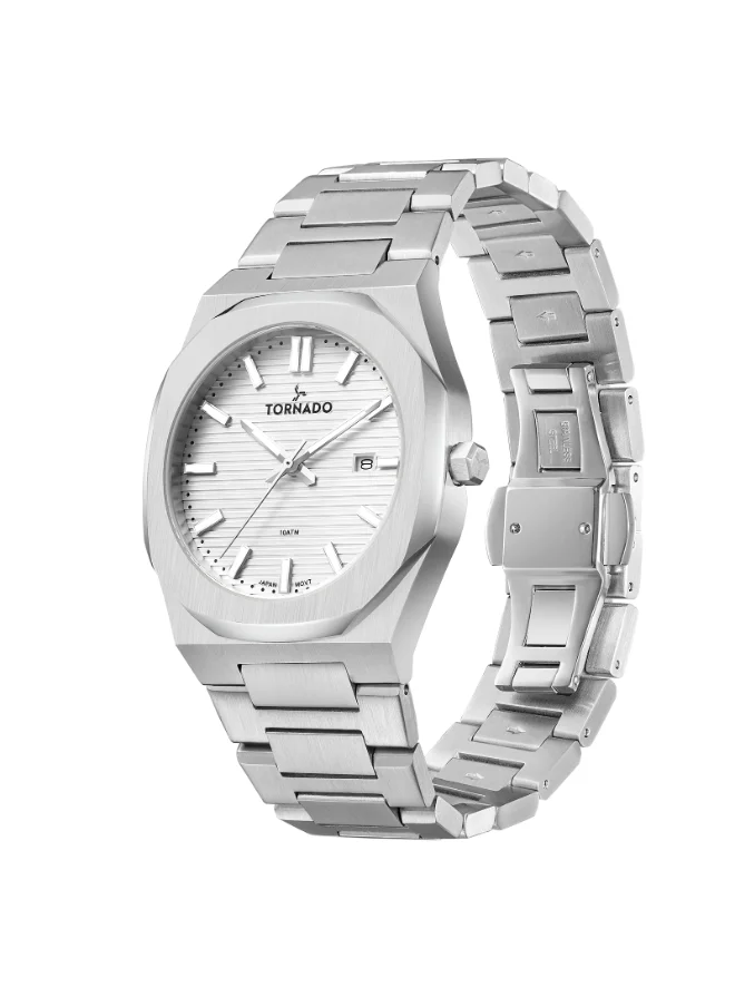 تورنيدو SPECTRA SET Men's Miyota GM12 Movement Watch, Analog Display and Stainless Steel Strap - T23006C-SBSW-S, Silver