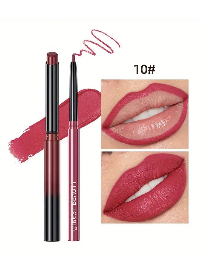 QiBest مجموعة أحمر الشفاه، قلم تحديد الشفاه، غير لامع، غير قابل للتلطخ، يدوم طويلاً، مقاوم للماء، لون طبيعي، قلم تحديد الشفاه، مكياج المسرح - Image 1
