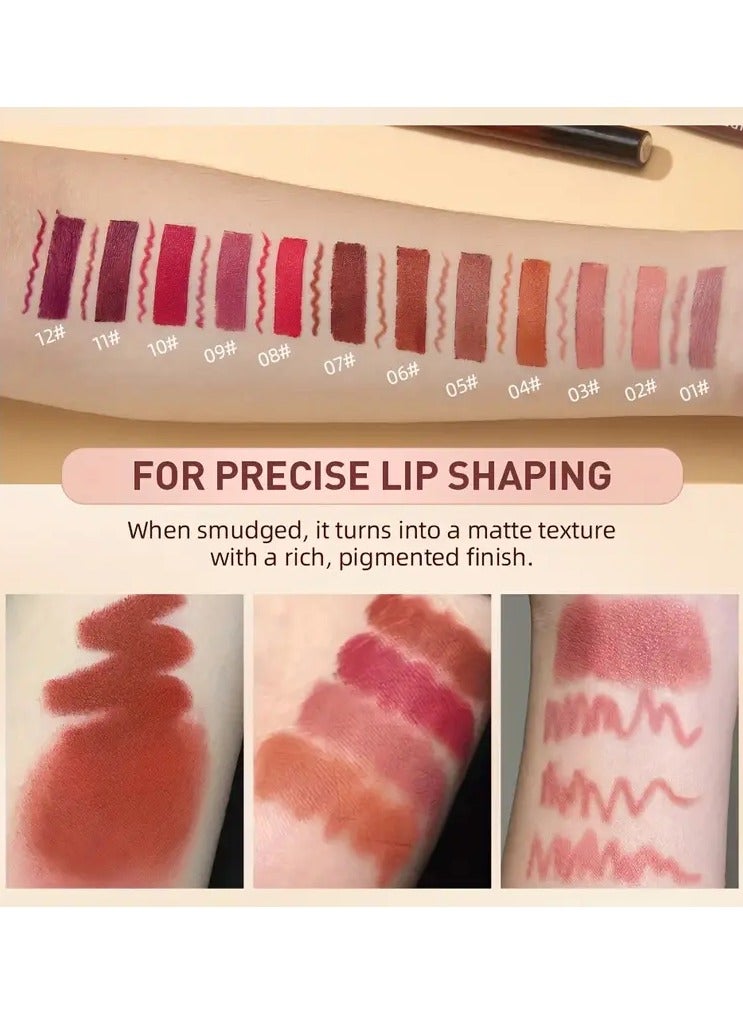 QiBest مجموعة أحمر الشفاه، قلم تحديد الشفاه، غير لامع، غير قابل للتلطخ، يدوم طويلاً، مقاوم للماء، لون طبيعي، قلم تحديد الشفاه، مكياج المسرح - Image 5