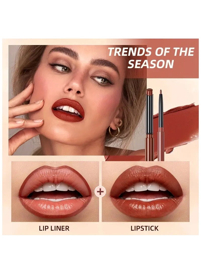 QiBest مجموعة أحمر الشفاه، قلم تحديد الشفاه، غير لامع، غير قابل للتلطخ، يدوم طويلاً، مقاوم للماء، لون طبيعي، قلم تحديد الشفاه، مكياج المسرح - Image 4