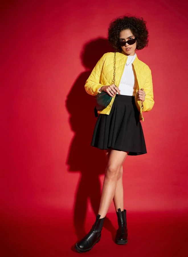 SASSAFRAS Diamond Quilted Collared Bomber Jacket by Styli