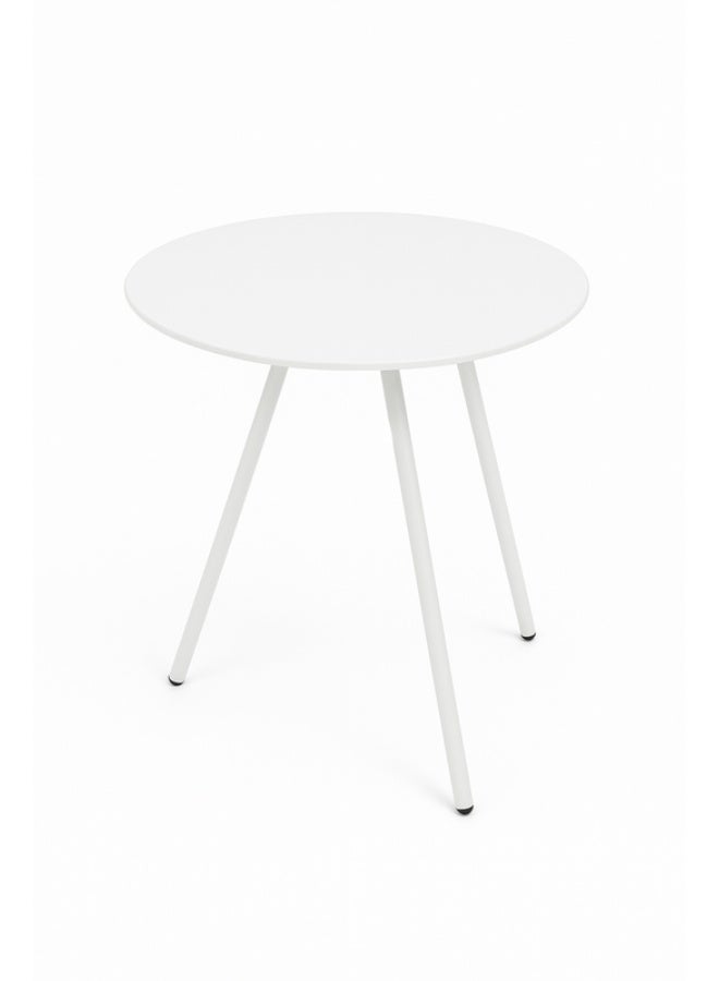 YI ONE Corner Table – Round White Powder-Coated Top with Metal Legs, 500×500×600 mm, Indoor & Outdoor Side Table for Sofa, Bed, Office & Home - Image 5