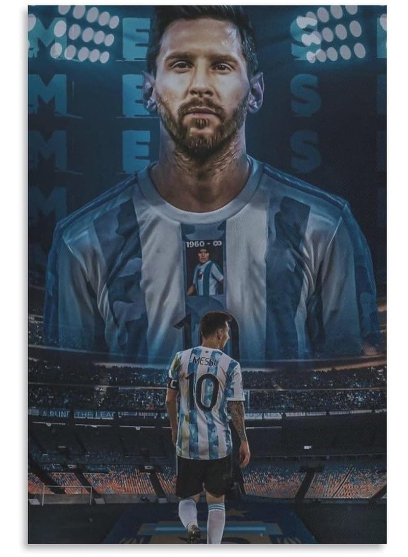 Today Idea Today Idea Lionel Messi Football Stars Canvas Poster | Unframed Wall Art Decor | 16in x 24in (Lionel Messi Poster) - Image 1