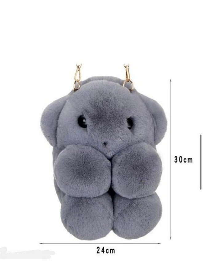 NAPP MALL Taddy Bear Panda Sling Bag Cute Fluffy Sling Bags For Girls Kids Cute Shaped bags Crossbody Plush Purse Chain Shoulder handbags goodies bag for return gifts kids Grey Color - Image 3