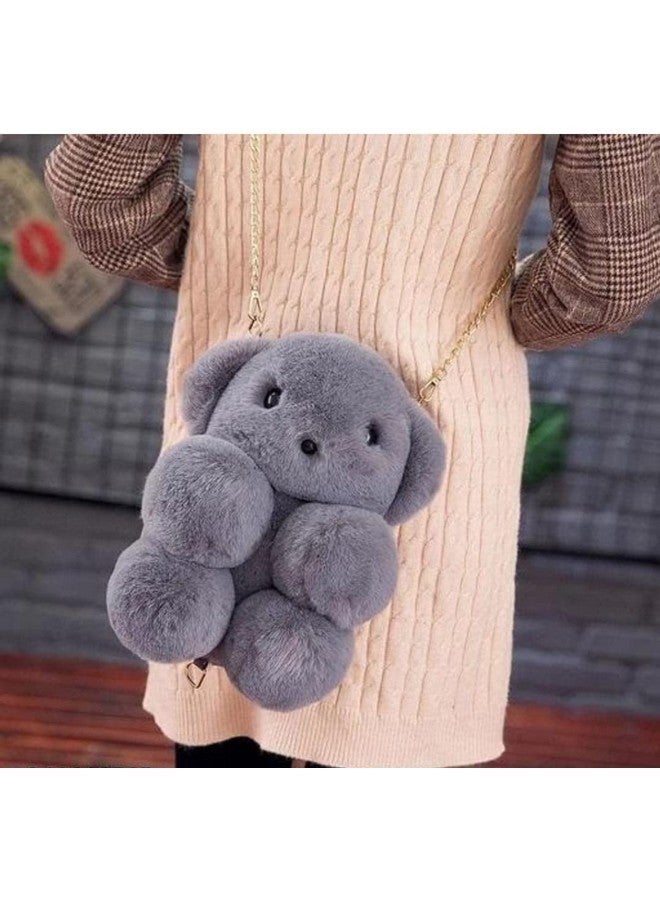 NAPP MALL Taddy Bear Panda Sling Bag Cute Fluffy Sling Bags For Girls Kids Cute Shaped bags Crossbody Plush Purse Chain Shoulder handbags goodies bag for return gifts kids Grey Color - Image 2