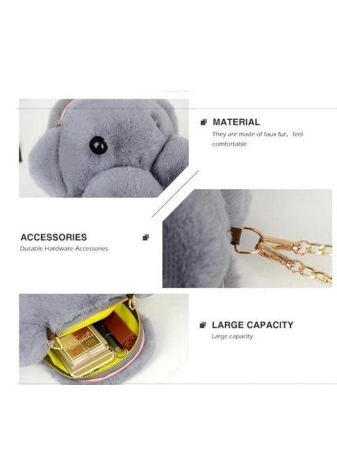 NAPP MALL Taddy Bear Panda Sling Bag Cute Fluffy Sling Bags For Girls Kids Cute Shaped bags Crossbody Plush Purse Chain Shoulder handbags goodies bag for return gifts kids Grey Color - Image 5