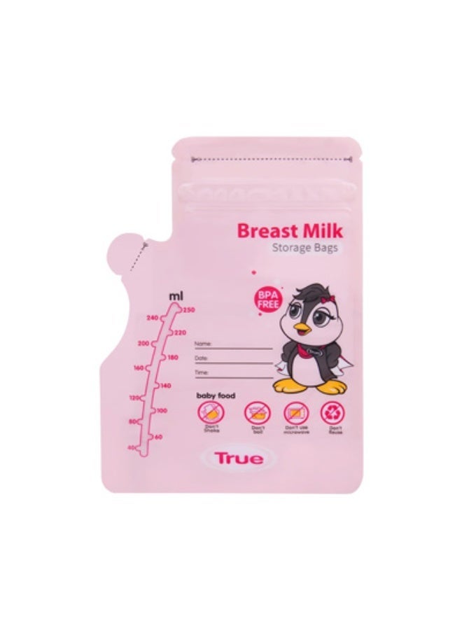 True Gold Disposable Breast Milk Storage Bags 250ml 30 Pieces Pink - Image 2