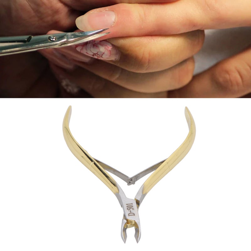 Nail Cuticle Nipper Professional Cuticle Cutter Clipper Manicure Tool for Fingernails Gold - Image 2