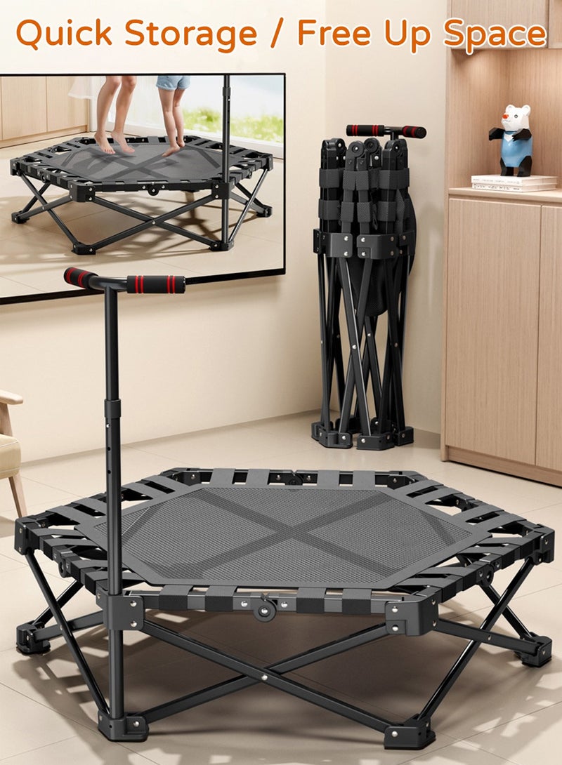 ليوكور ترامبولين قابل للطي مقاس 45 بوصة مع مقبض قابل لضبط الارتفاع على 3 مستويات، يتحمل حتى 150 كجم، أداة ارتداد التمارين الرياضية للبالغين والأطفال للتدريب في صالة الألعاب الرياضية المنزلية، مستقر وهادئ للتمرين الداخلي والخارجي - Image 2