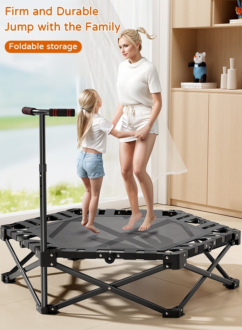 ليوكور ترامبولين قابل للطي مقاس 45 بوصة مع مقبض قابل لضبط الارتفاع على 3 مستويات، يتحمل حتى 150 كجم، أداة ارتداد التمارين الرياضية للبالغين والأطفال للتدريب في صالة الألعاب الرياضية المنزلية، مستقر وهادئ للتمرين الداخلي والخارجي - Image 4