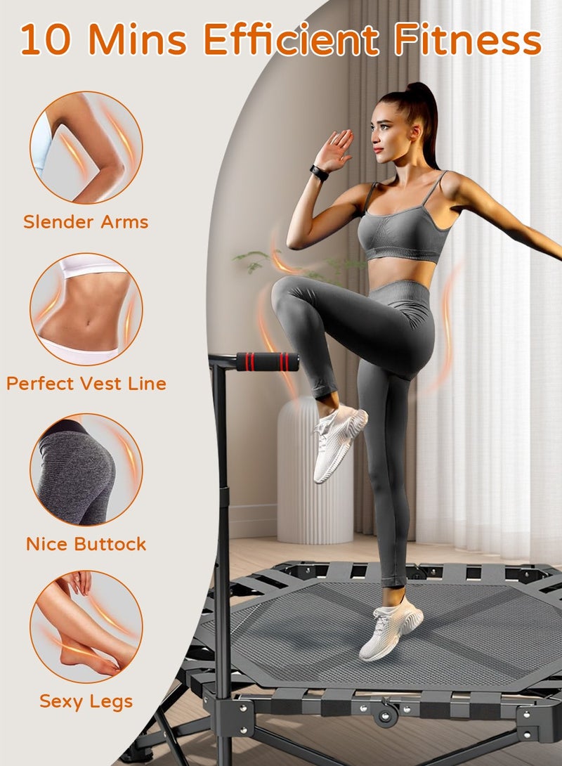 ليوكور ترامبولين قابل للطي مقاس 45 بوصة مع مقبض قابل لضبط الارتفاع على 3 مستويات، يتحمل حتى 150 كجم، أداة ارتداد التمارين الرياضية للبالغين والأطفال للتدريب في صالة الألعاب الرياضية المنزلية، مستقر وهادئ للتمرين الداخلي والخارجي - Image 5