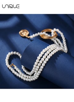 Unique Long Pearl Necklaces, Costume Jewellery for Women, Retro Metal Pearl Necklace Elegant Lady White Artificial Pearls Long Sweater Chain Beaded Necklace, 31In Faux Pearls Art Fashion Lovely  - Image 4