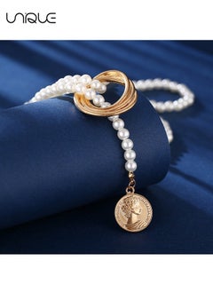Unique Long Pearl Necklaces, Costume Jewellery for Women, Retro Metal Pearl Necklace Elegant Lady White Artificial Pearls Long Sweater Chain Beaded Necklace, 31In Faux Pearls Art Fashion Lovely  - Image 5