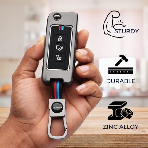 Keycept Metal Alloy Key Cover Compatible with XUV500 3 Button Flip Key with Keychain - Image 4