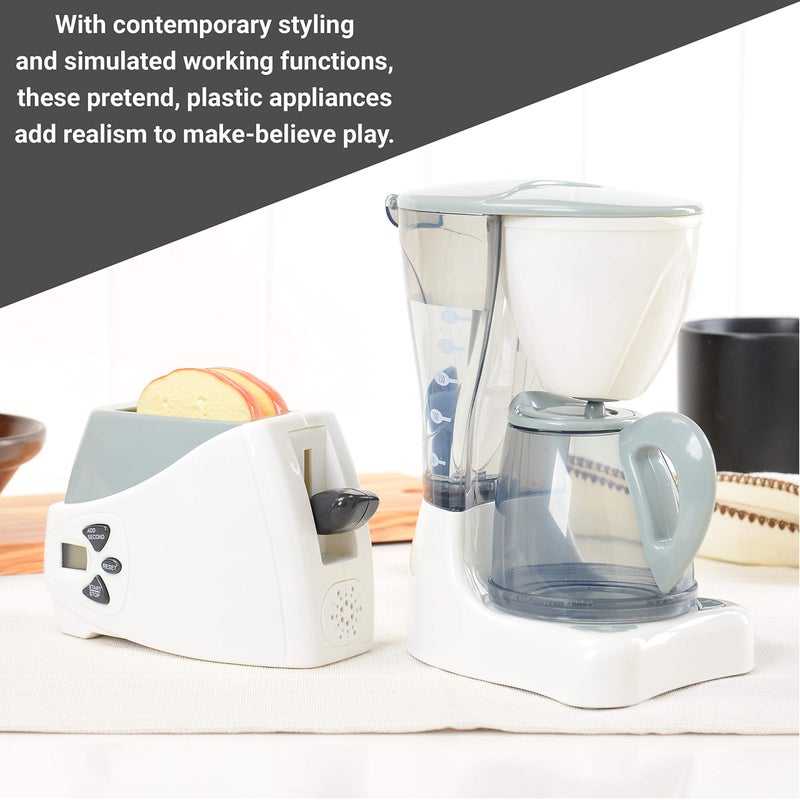 Constructive Playthings Coffee Maker Toy and Play Toaster with Pop Up Toast, Developmental Toddler Toys, Ages 3 Years and Up - Image 2