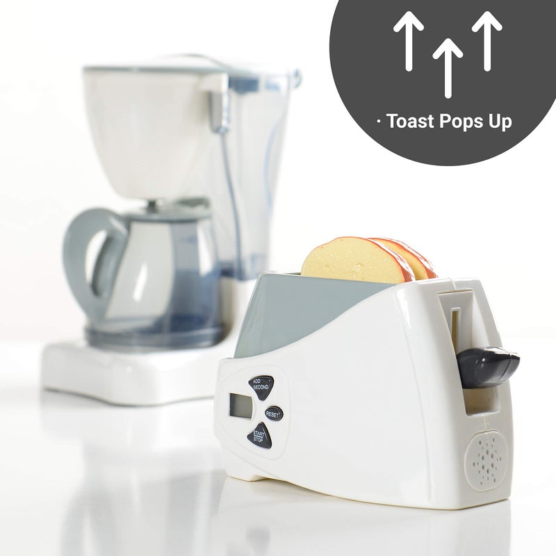 Constructive Playthings Coffee Maker Toy and Play Toaster with Pop Up Toast, Developmental Toddler Toys, Ages 3 Years and Up - Image 3