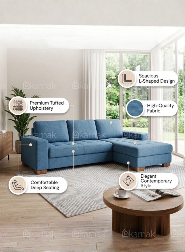 KARNAK Orvex L Shape Sofa With Storage Blue - Image 4