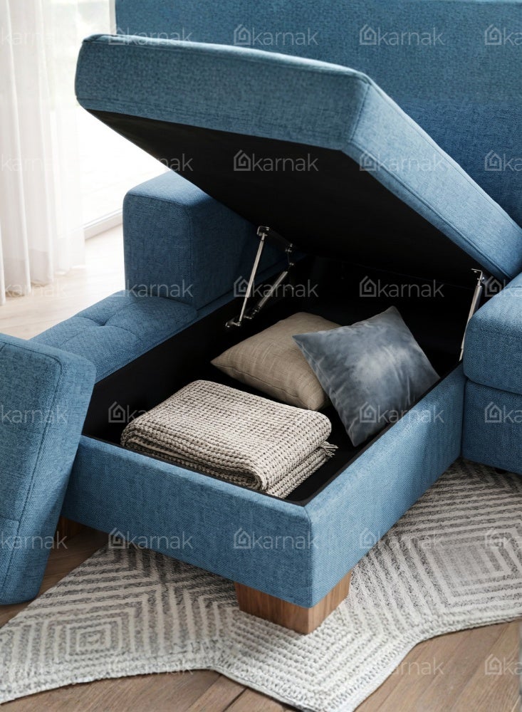 KARNAK Orvex L Shape Sofa With Storage Blue - Image 3