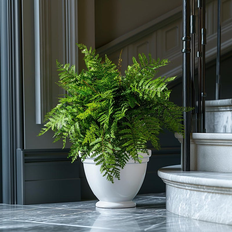 Bailikang 4PCS Artificial Boston Fern Fake Ferns Hanging Plant UV Resistant Inoor Outdoor Faux Shrubs 19Inch Large Faux Ferns Greenery Stems for Home Office Garden Decoration - Image 2