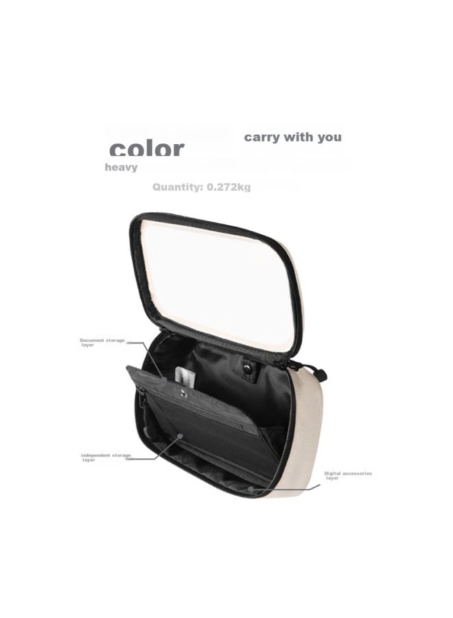 Pack All Tpu Splash-resistant Multifunctional Storage Bag With Cable Holes, Portable Handheld Digital Organizer, Khaki - Image 3