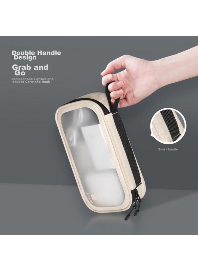 Pack All Tpu Splash-resistant Multifunctional Storage Bag With Cable Holes, Portable Handheld Digital Organizer, Khaki - Image 5
