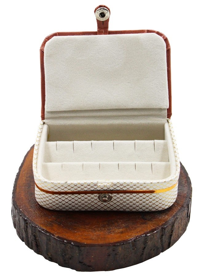 LUCES PU Leather Cosmetic Jewellery accessories Vanity Storage Earrings Studs Box Organizer Necklace Wardrobe Organizer for Women Pack of 6 (Cream) - Image 2