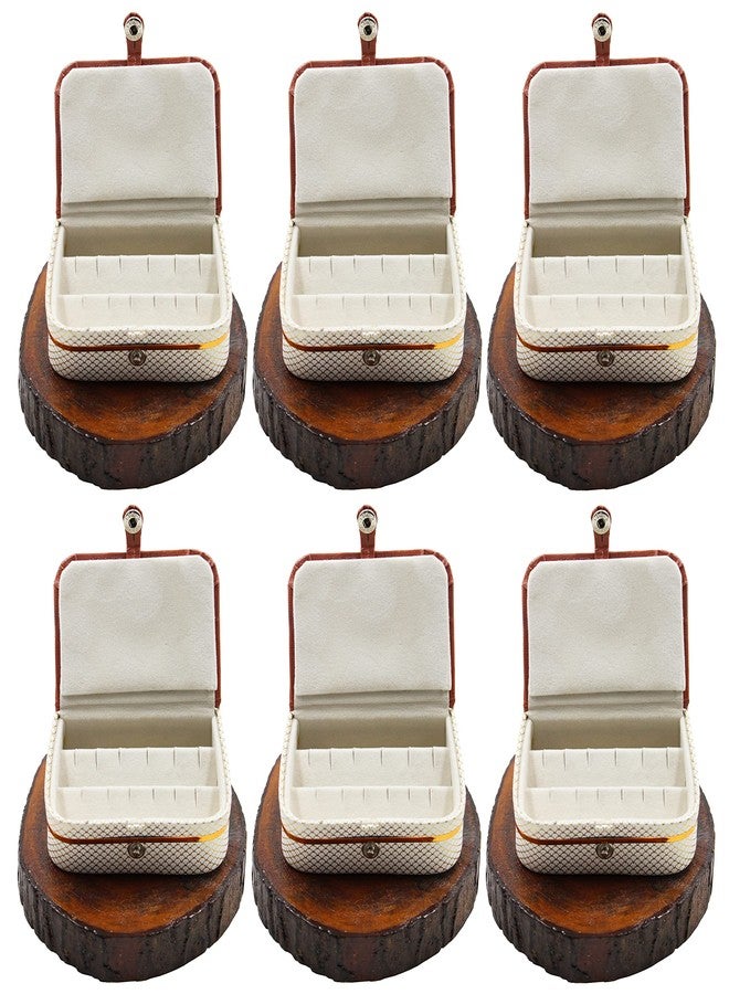 LUCES PU Leather Cosmetic Jewellery accessories Vanity Storage Earrings Studs Box Organizer Necklace Wardrobe Organizer for Women Pack of 6 (Cream) - Image 5