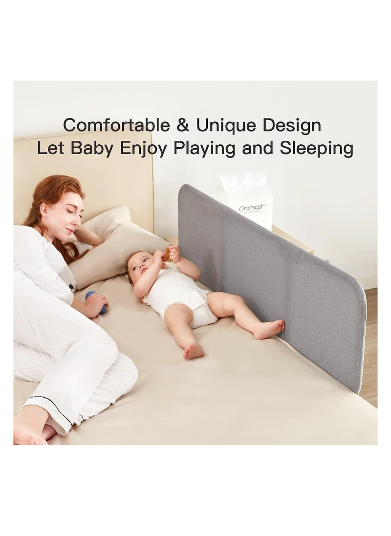 Arabest Foldable Crib Rail Guard for Kids, Adjustable Universal Toddler Bed Rails, Baby Falling Protector Fence, Crib Bed Guard for Twin, Full Size, Queen &King Beds, (Grey 1Pcs, 120C*40CM)  - Image 2
