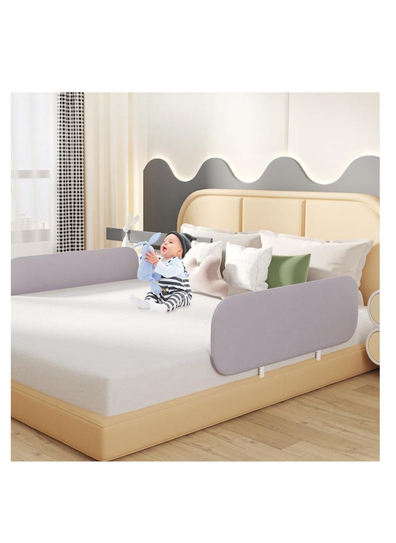 Arabest Foldable Crib Rail Guard for Kids, Adjustable Universal Toddler Bed Rails, Baby Falling Protector Fence, Crib Bed Guard for Twin, Full Size, Queen &King Beds, (Grey 1Pcs, 120C*40CM)  - Image 3