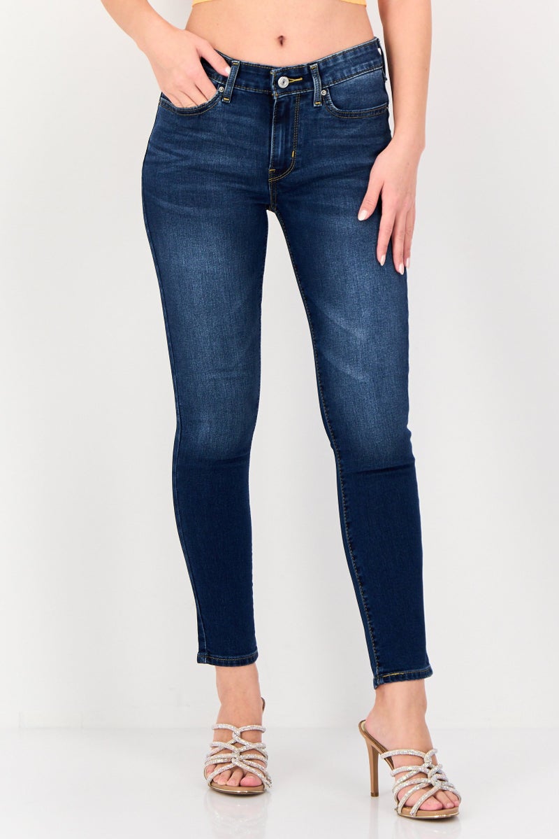 Levi's Women Skinny Fit Washed Stretchable Denim, Dark Blue - Image 1