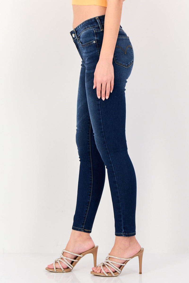 Levi's Women Skinny Fit Washed Stretchable Denim, Dark Blue - Image 2