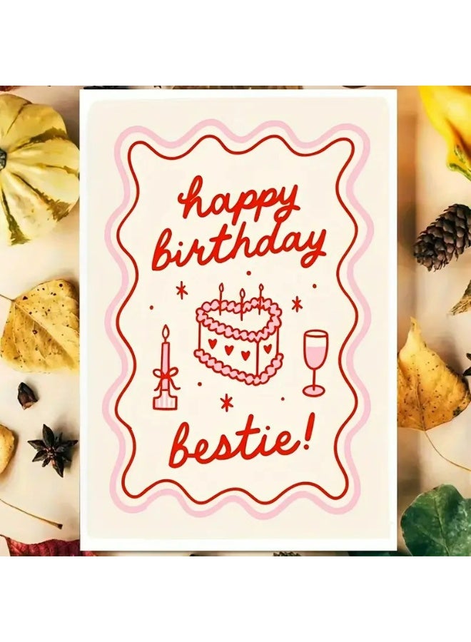 Kandid Birthday Greeting Card with Envelope, Design Print (Red Cake) - Image 3