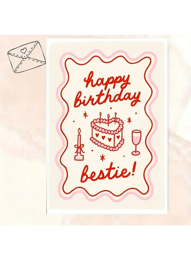 Kandid Birthday Greeting Card with Envelope, Design Print (Red Cake) - Image 4