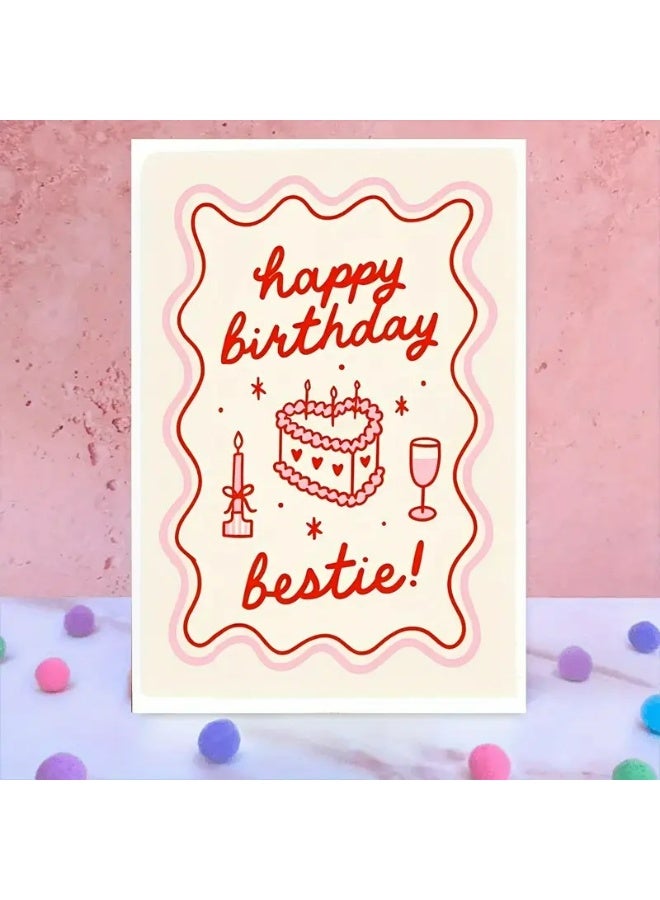 Kandid Birthday Greeting Card with Envelope, Design Print (Red Cake) - Image 2