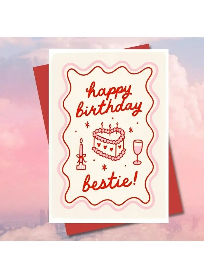 Kandid Birthday Greeting Card with Envelope, Design Print (Red Cake) - Image 2
