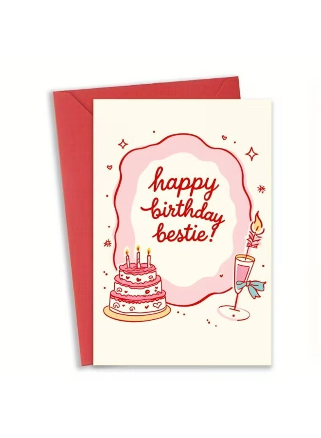 Kandid Birthday Greeting Card with Envelope, Design Print (Red Cake) - Image 1