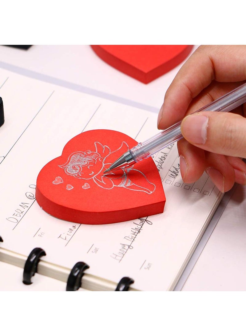Sweet seven Red Heart Shaped Sticky Notes - 4 Pack | Cute and Self-Stick Memo Pads for School, Office, Women, and Valentine's Day - Image 2