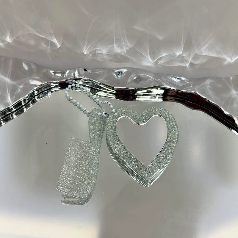 New Fresh Ins Style Glitter Sequins Love Makeup Mirror Keychain Pendant Diy Bag Pendant Accessories - Image 3